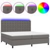 vidaXL sz&uuml;rke műbőr rug&oacute;s &aacute;gy matraccal &eacute;s LED-del 200x200 cm