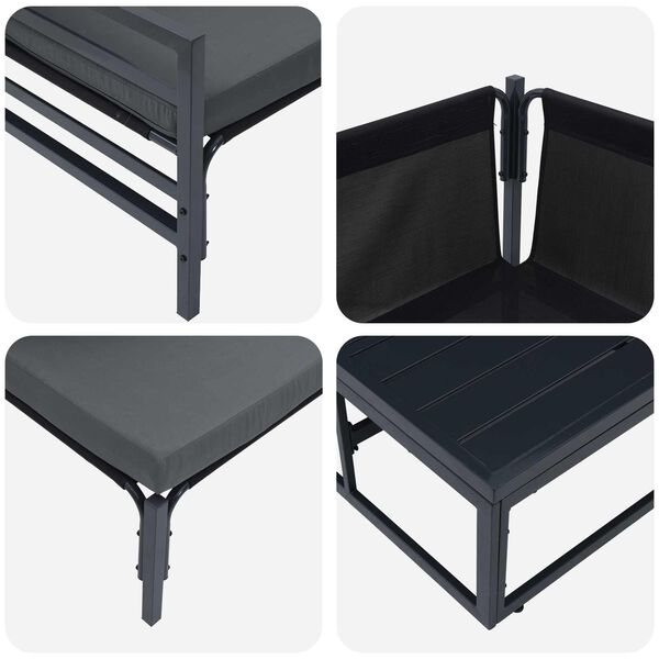 vidaXL Kerti Kanapé Szett párnával 6 pcs Fekete Acél