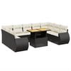 vidaXL 10 r&eacute;szes fekete polyrattan kerti &uuml;lőgarnit&uacute;ra p&aacute;rn&aacute;kkal