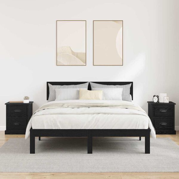 vidaXL &Eacute;jjeliszekr&eacute;ny 2 pcs Fekete t&ouml;lgy 39 x 39 x 47.5 cm Faanyag