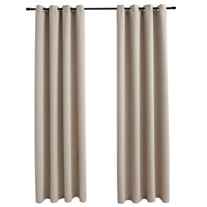 vidaXL 2 db b&eacute;zs s&ouml;t&eacute;t&iacute;tőf&uuml;gg&ouml;ny f&eacute;mgyűrűkkel 140 x 175 cm