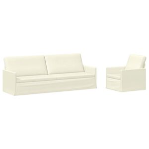 vidaXL Kanap&eacute; Szett 2 pcs Kr&eacute;msz&iacute;nű B&aacute;rsonyos sz&ouml;vet