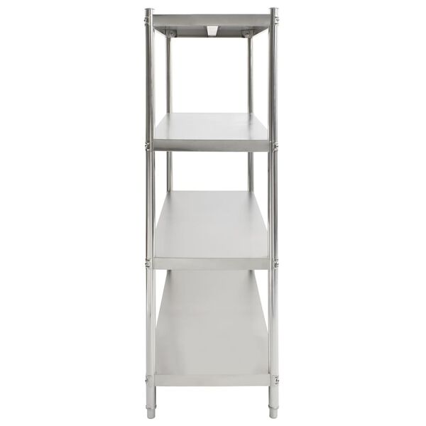 vidaXL 4-szintes rozsdamentes ac&eacute;l konyhai polc 150 x 48 x 155 cm