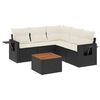 vidaXL 6 r&eacute;szes fekete polyrattan kerti &uuml;lőgarnit&uacute;ra p&aacute;rn&aacute;kkal