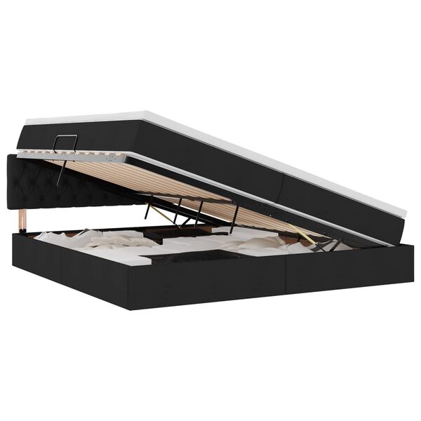 vidaXL &Aacute;gy t&aacute;rol&oacute;val &eacute;s LED l&aacute;mp&aacute;val leddel Fekete 200 x 200 cm sz&ouml;vet