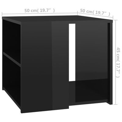 vidaXL magasfényű fekete forgácslap kisasztal 50 x 50 x 45 cm