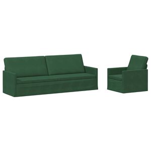 vidaXL Kanap&eacute; Szett 2 pcs Dzsungel z&ouml;ld B&aacute;rsonyos sz&ouml;vet
