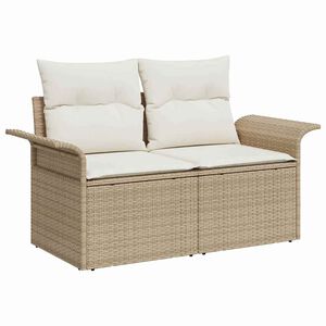 vidaXL Kerti kanap&eacute; p&aacute;rn&aacute;val B&eacute;zs 141 x 62 x 69 cm polirattan