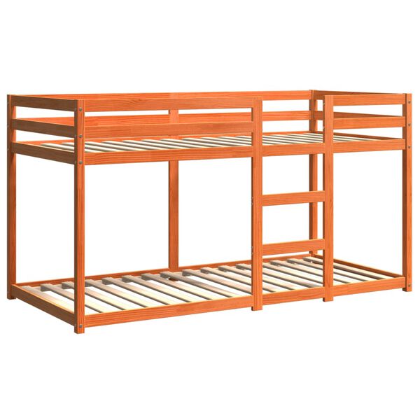 vidaXL viaszbarna tömör fenyőfa emeletes ágy 90x200 cm