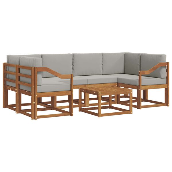 vidaXL K&uuml;lt&eacute;ri kanap&eacute; szett 7 pcs Term&eacute;szetes &eacute;s Vil&aacute;gossz&uuml;rke