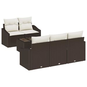 vidaXL Kanap&eacute; Szett p&aacute;rn&aacute;val p&aacute;rn&aacute;val 6 pcs Barna &eacute;s Kr&eacute;m polirattan