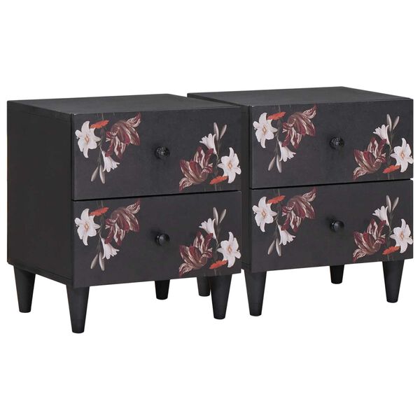 vidaXL &Eacute;jjeli asztal 2 pcs Barna 40 x 33,5 x 46 cm T&ouml;m&ouml;r Mang&oacute;f&aacute;t