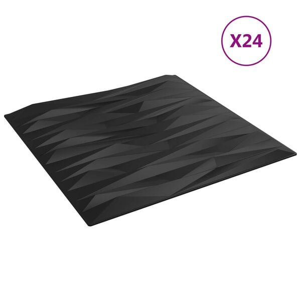 vidaXL Fali panelek 24 pcs Fekete Kő 50 x 50 cm XPS Hab