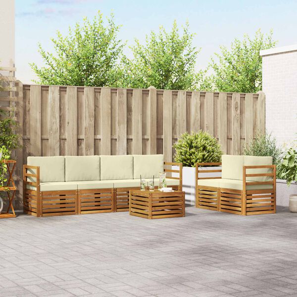 vidaXL &Uuml;lőgarnit&uacute;r&aacute;k 7 pcs Term&eacute;szetes &eacute;s kr&eacute;msz&iacute;nű T&ouml;m&ouml;r Ak&aacute;cfa