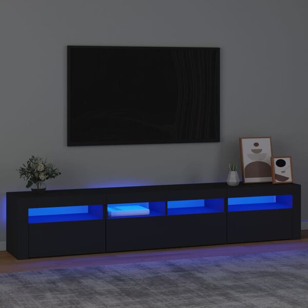 vidaXL fekete TV-szekr&eacute;ny LED-vil&aacute;g&iacute;t&aacute;ssal 210x35x40 cm