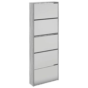 vidaXL 5 szintes sz&uuml;rke sonoma cipőszekr&eacute;ny t&uuml;k&ouml;rrel 63x17x169,5 cm