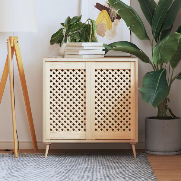 vidaXL 2 db tömör fenyőfa rácsos szekrényajtó 39,5x69 cm