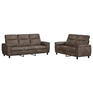 vidaXL Kanap&eacute; Szett 2 pcs S&ouml;t&eacute;tsz&uuml;rke Műsuede Bőr
