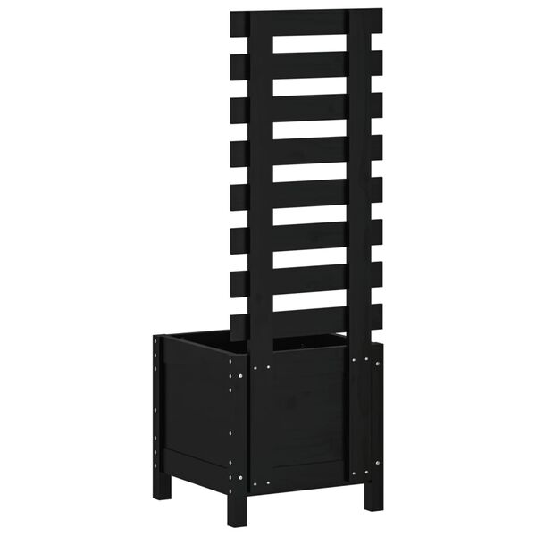 vidaXL fekete tömör fenyő kerti növénytartó állvánnyal 39x39,5x114 cm