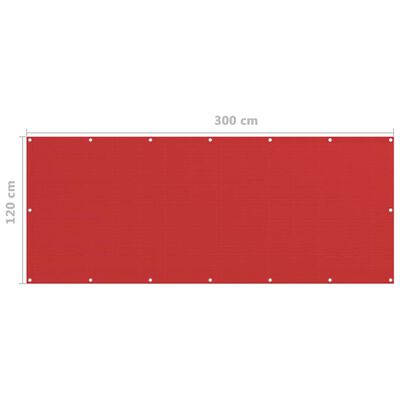 vidaXL piros HDPE erkélytakaró 120 x 300 cm