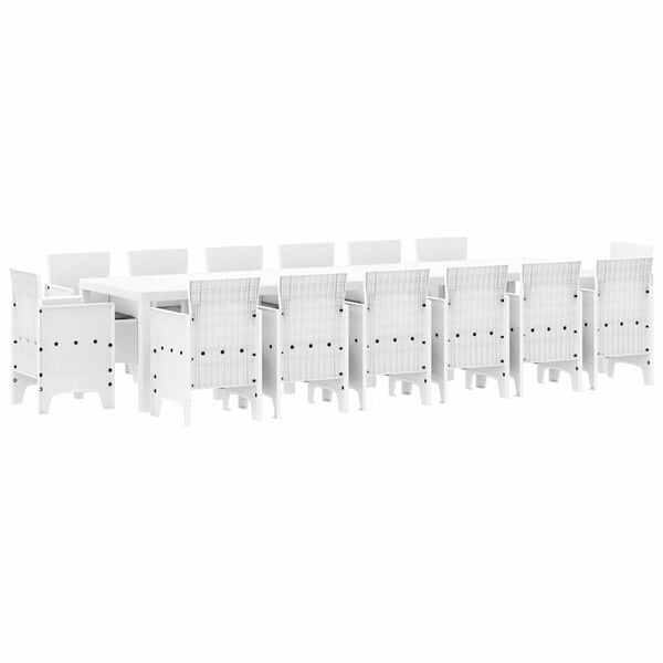 vidaXL Kert &eacute;tkező szett 15 pcs Feh&eacute;r Polt rattan