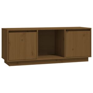 vidaXL m&eacute;zbarna t&ouml;m&ouml;r fenyőfa TV-szekr&eacute;ny 110,5x35x44 cm