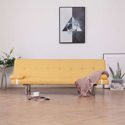 vidaXL sárga poliészter kanapéágy két párnával
