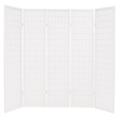 vidaXL 5 paneles, fehér, japán stílusú paraván 200 x 170 cm