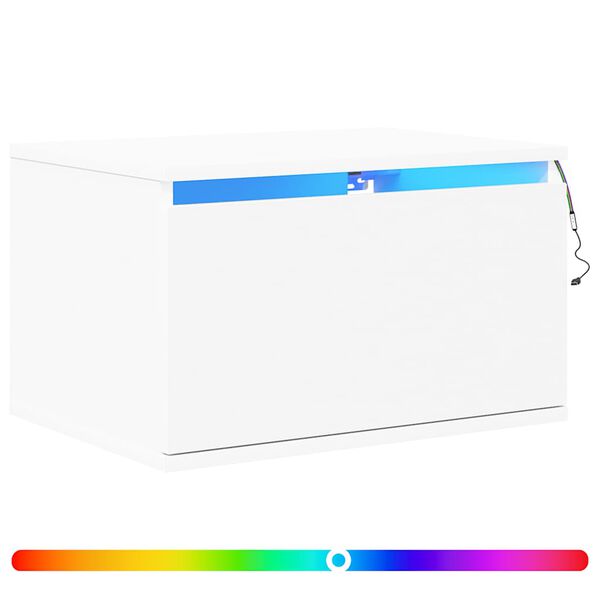 vidaXL feh&eacute;r falra szerelhető &eacute;jjeliszekr&eacute;ny LED-vil&aacute;g&iacute;t&aacute;ssal