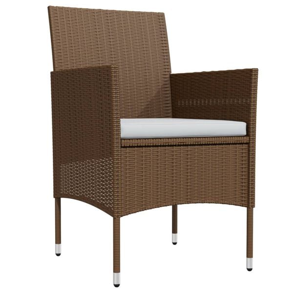 vidaXL 3 részes barna és fekete kerti étkezőgarnitúra párnákkal