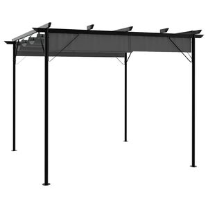 vidaXL antracitsz&uuml;rke ac&eacute;l pavilon beh&uacute;zhat&oacute; tetővel 3 x 3 m 180 g/m&sup2;