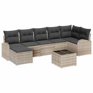 vidaXL Kerti Kanap&eacute; Szett 8 db Vil&aacute;gossz&uuml;rke [Műanyag]: Poly Rattan