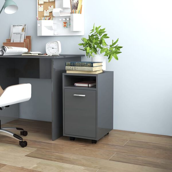 vidaXL magasf&eacute;nyű sz&uuml;rke forg&aacute;cslap kerekes kisszekr&eacute;ny 33x38x60 cm