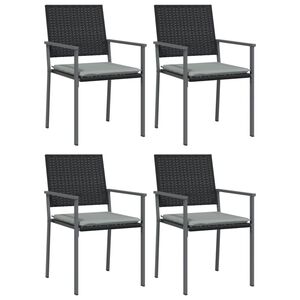 vidaXL 4 db fekete polyrattan kerti sz&eacute;k p&aacute;rn&aacute;val 56x62,5x89 cm