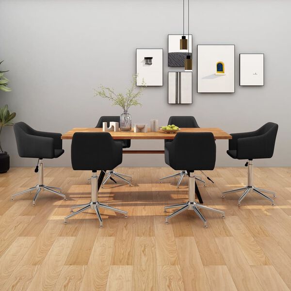 vidaXL 6 db fekete sz&ouml;vet forg&oacute; &eacute;tkezősz&eacute;k