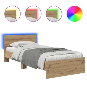 vidaXL &Aacute;gykeret LED szalagokkal Artisan t&ouml;lgy 100 x 200 cm Szerelt Fa