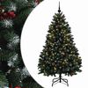 vidaXL Z&ouml;ld műkar&aacute;csonyfa g&ouml;mb&ouml;kkel 150 cm 150 LED Meleg feh&eacute;r