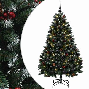vidaXL Z&ouml;ld műkar&aacute;csonyfa g&ouml;mb&ouml;kkel 150 cm 150 LED Meleg feh&eacute;r