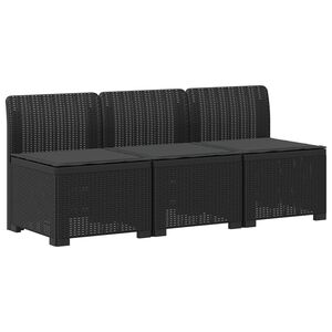 vidaXL 3-Fős Kerti Kanap&eacute; P&aacute;rn&aacute;kkal Rattan Hat&aacute;ssal PP Antracitsz&uuml;rke