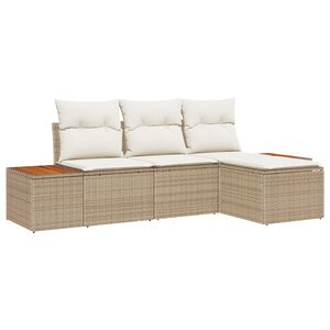 vidaXL Kerti Kanap&eacute; Szett p&aacute;rn&aacute;val 4 pcs Beige &eacute;s kr&eacute;m Poly Rattan