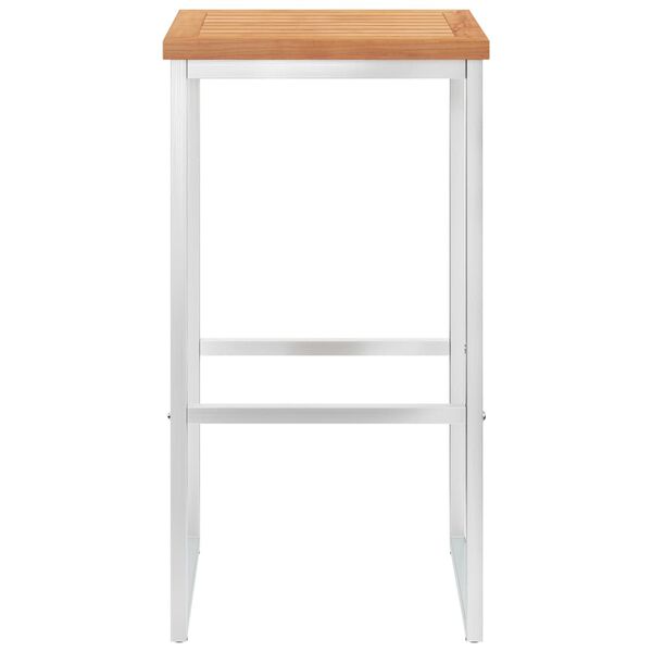 vidaXL 2 db tömör tíkfa és rozsdamentes acél bárszék