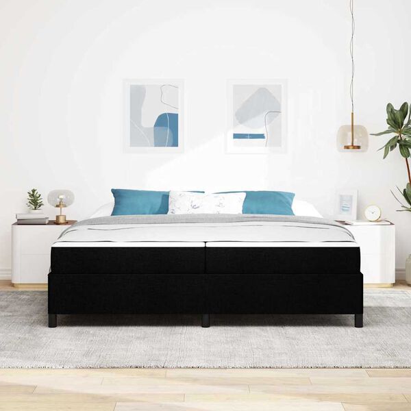 vidaXL Boxrug&oacute;s &aacute;gy matracmal Fekete 200 x 200 cm sz&ouml;vet