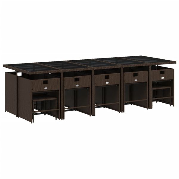 vidaXL 15 r&eacute;szes barna polyrattan kerti &uuml;lőgarnit&uacute;ra p&aacute;rn&aacute;kkal