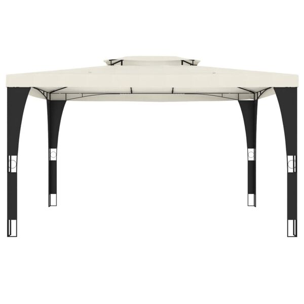 vidaXL krémszínű acél dupla tetős pavilon 3,98 x 2,98 m