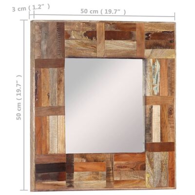 vidaXL tömör újrahasznosított fa falitükör 50 x 50 cm