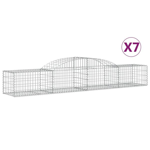 vidaXL 7 db íves horganyzott vas gabion kosár 300x50x40/60 cm