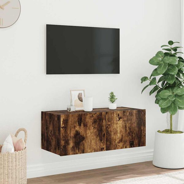 vidaXL f&uuml;st&ouml;s t&ouml;lgy sz&iacute;nű fali TV-szekr&eacute;ny LED-ekkel 80x35x31 cm