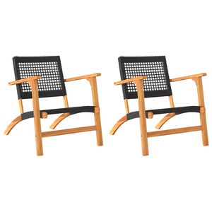 vidaXL 2 db fekete polyrattan &eacute;s ak&aacute;cfa kerti sz&eacute;k