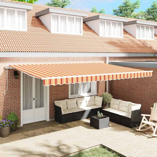 vidaXL Beh&uacute;zhat&oacute; napellenző S&aacute;rga &eacute;s narancs 500 &times; 300 cm sz&ouml;vet