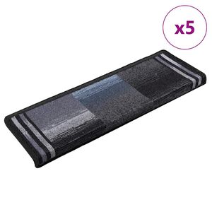 vidaXL 5 db fekete &eacute;s sz&uuml;rke &ouml;ntapad&oacute; l&eacute;pcsőszőnyeg 65x21x4 cm